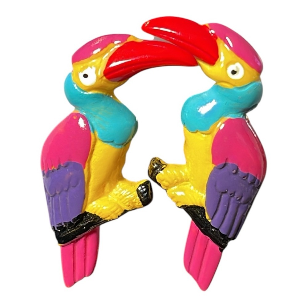 0076 vintage toucan stud earrings perfect for vacation - Picture 4 of 4